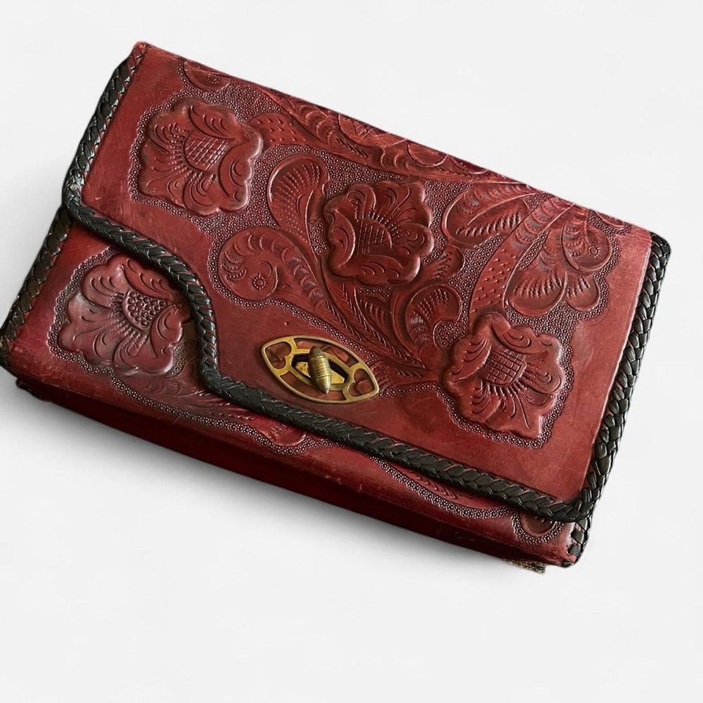 Stamped leather purse